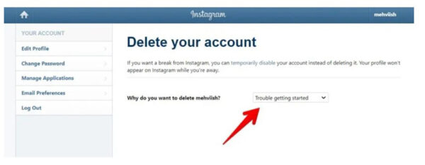 دیلیت اکانت اینستاگرام در کامپیوتر و موبایل