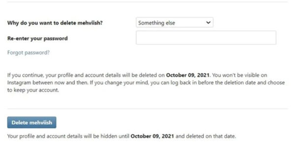 دیلیت اکانت اینستاگرام در کامپیوتر و موبایل