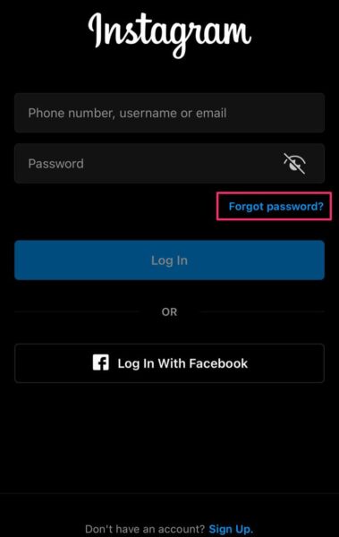 تغییر رمز اینستاگرام